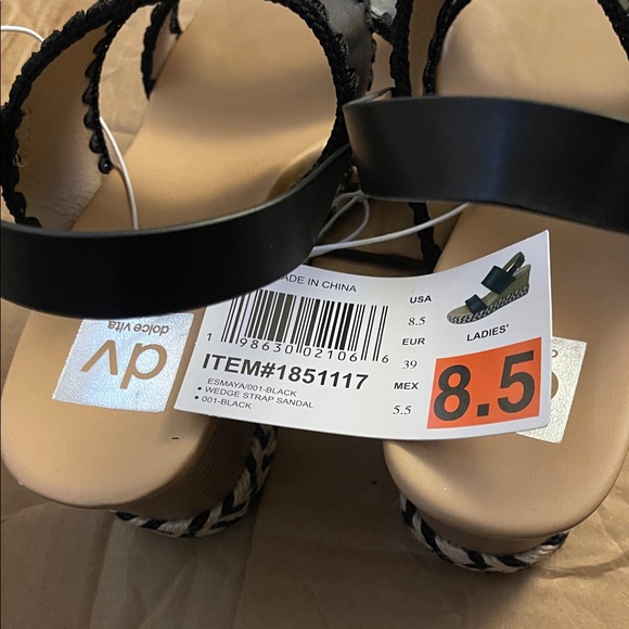 Dolce Vita Black and Tan Wedge Sandals - Picture 2 of 5